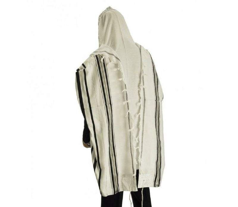 Kosher Tallit  Talit  Prayer Shawl in 55.1"X74.8" Made Israel Black&silver