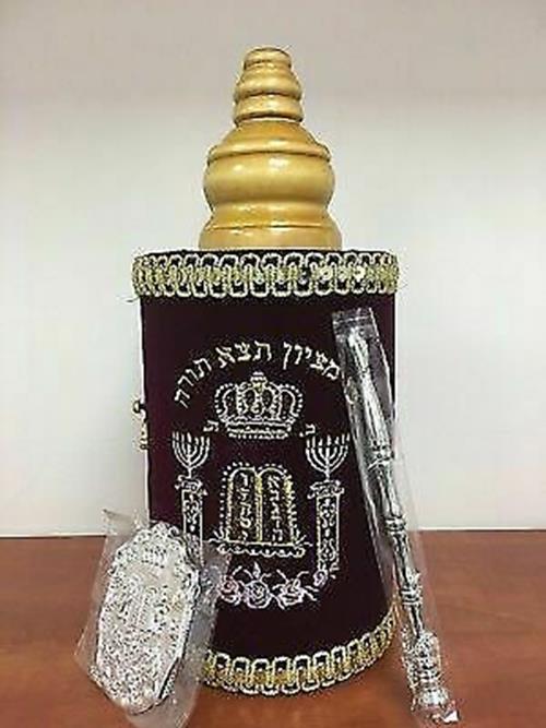 Scroll Book Hebrew Bible Sefer Torah Case Shield ַַ& Yad Pointer-fine 32 cm