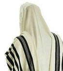 100% Wool Tallit Prayer Shawl Model Malchut Black Size 55" L X 71" W