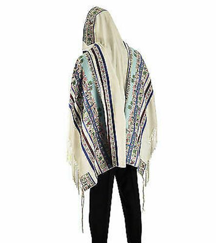 100% Wool Tallit Prayer Shawl Model Seven Species Size 16" L X71" W