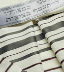100% Wool Tallit Prayer Shawl in Maroon gray Stripes Size 24" L X 72" W