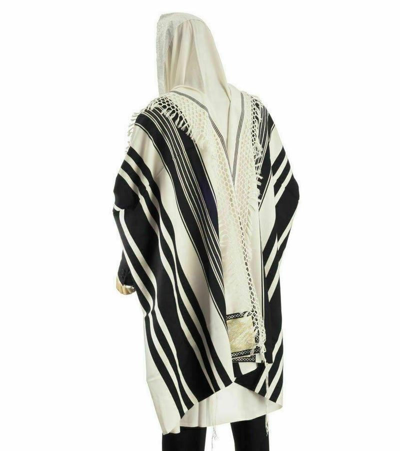 100% Wool Tallit Prayer Shawl Special Handmade Yemenite Fringe 47"X67"