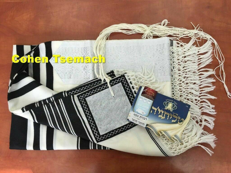 100% Wool Tallit Prayer Shawl Special Handmade Yemenite Fringe 47"X67"