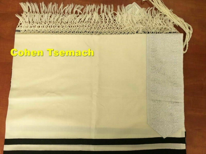 100% Wool Tallit Prayer Shawl Special Handmade Yemenite Fringe 47"X67"