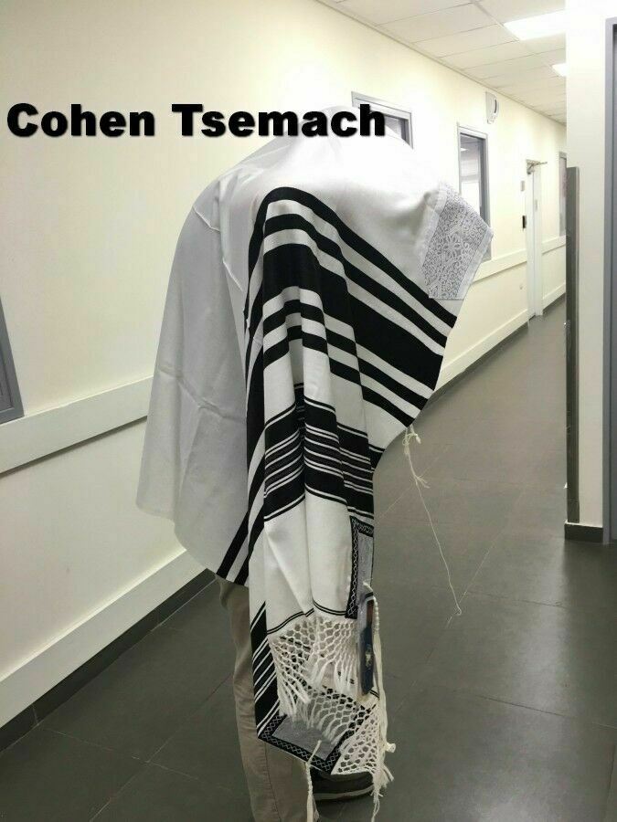 100% Wool Tallit Prayer Shawl Special Handmade Yemenite Fringe 47"X67"