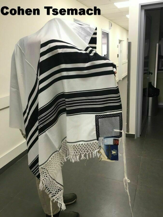 100% Wool Tallit Prayer Shawl Special Handmade Yemenite Fringe 47"X67"