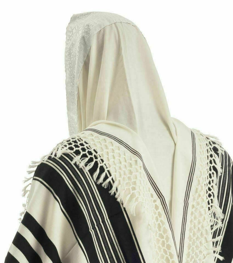 100% Wool Tallit Prayer Shawl Special Handmade Yemenite Fringe 47"X67"