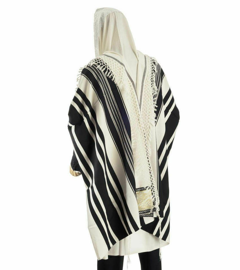 100% Wool Tallit Prayer Shawl Special Handmade Yemenite Fringe 59"X94"