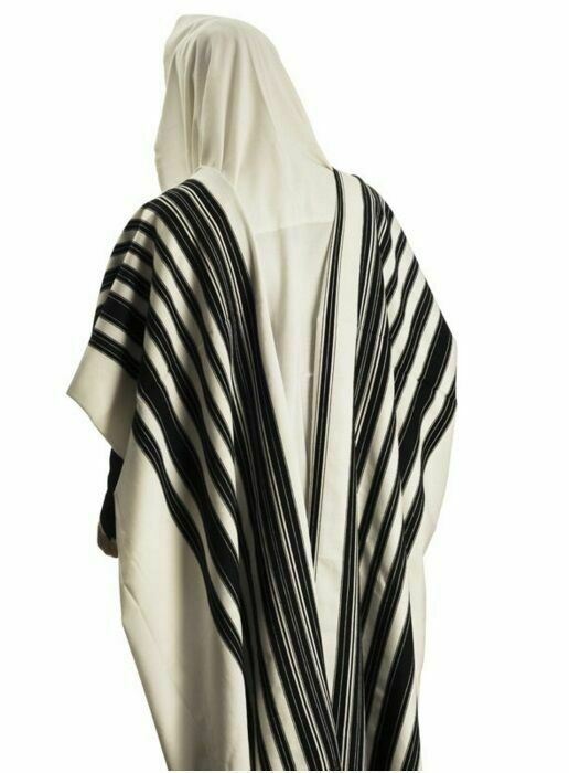 100% Wool Tallit Prayer Shawl Model CHABAD Size 55" L X 75" W