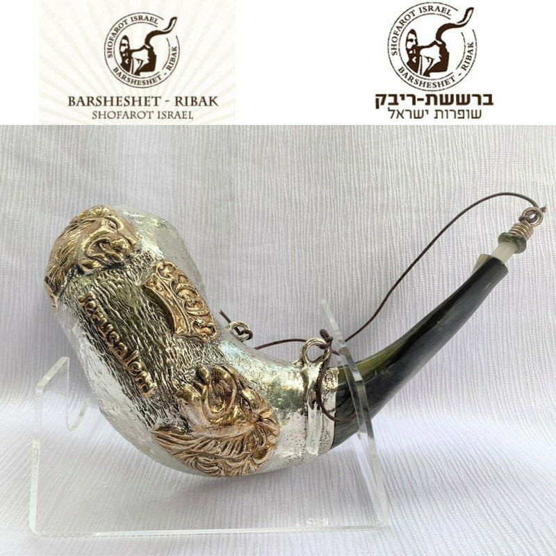 Rare Anointing Sterling Silver Rams Horn Shofar 14"-15" - Lion Of Judah