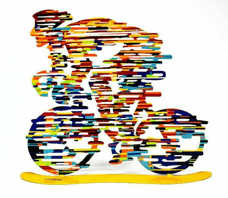 David Gerstein Modern Art Tour De France Cyclist Metal Sculpture Bicycle Rider