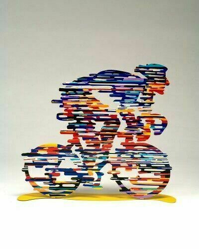 David Gerstein Modern Art Tour De France Cyclist Metal Sculpture Bicycle Rider