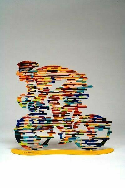 David Gerstein Modern Art Tour De France Cyclist Metal Sculpture Bicycle Rider