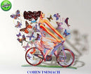 David Gerstein Art Rider In Euphoria Modern Metal Sculpture lady & butterflies