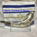 12 Tribes silver plated rams' horn shofar kosher from Holy land + Free Stand