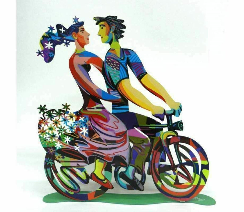 New Spring Bicycle Riders Metal Sculpture By David Gerstein Laser cut steel