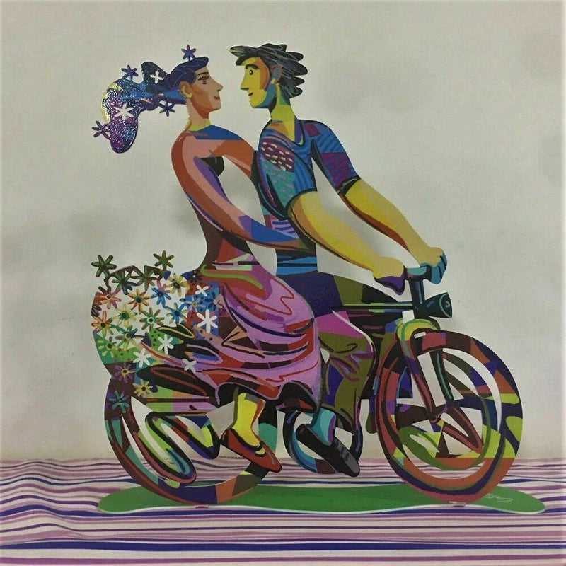 New Spring Bicycle Riders Metal Sculpture By David Gerstein Laser cut steel