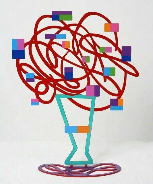 David Gerstein Art Red Bouquet Metal Modern Sculpture