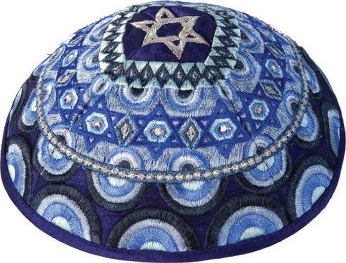 Yair Emanuel Tallit Set Full Embroidery- blue Bar Mitzvah gift Prayer shawl set