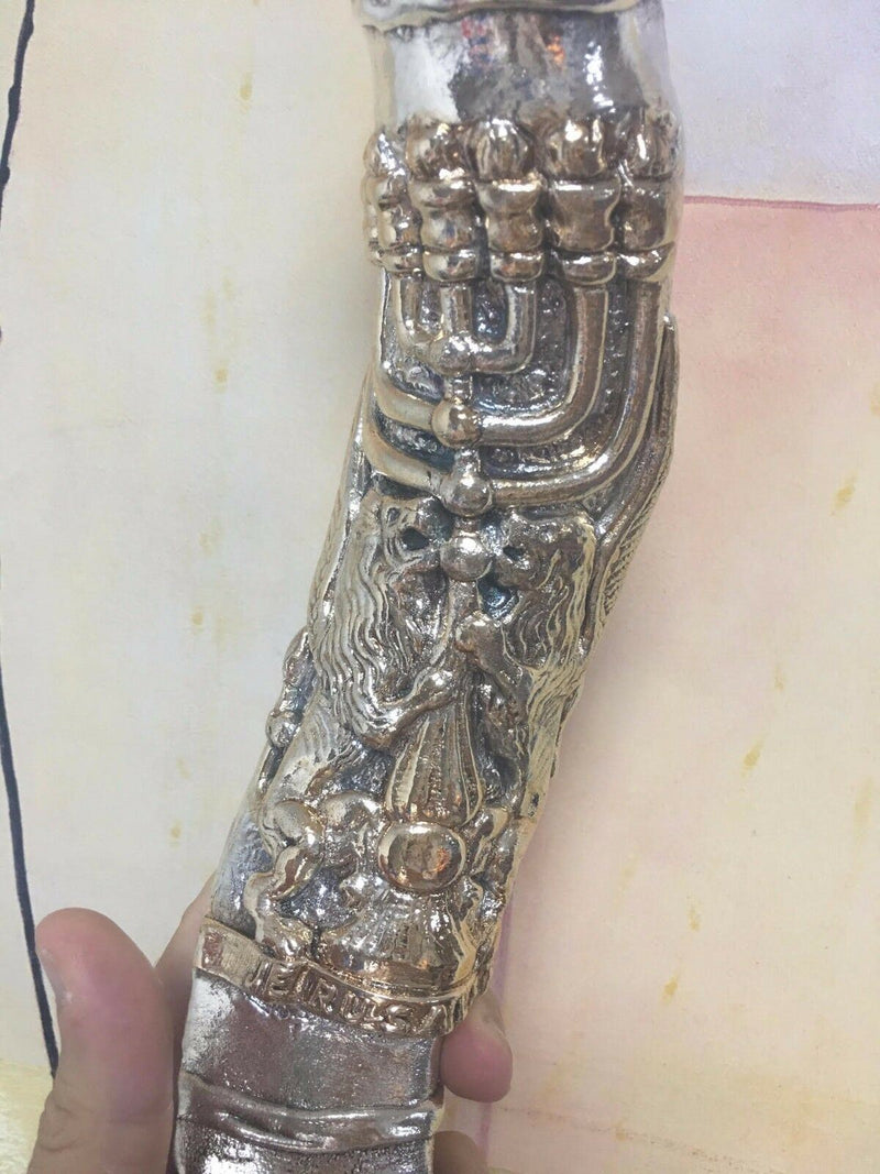 sale shofar kudu silver Special Menorah with lions 20" judaica israel new