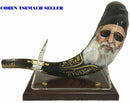 shofar 15"-17" ram horn shofar hand painted very special rabbi ovadia + stand