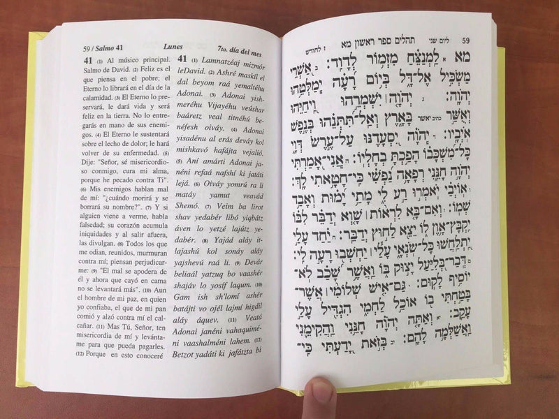 libro de los salmos psalms book Spanish-hebrew judaica hebreo española+fonetica