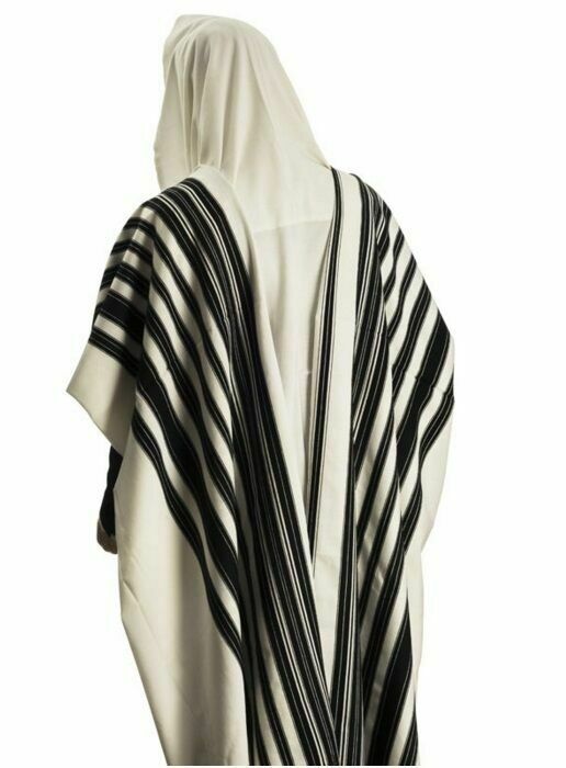 100% Wool Tallit Prayer Shawl Model CHABAD Size 46" L X 67" W