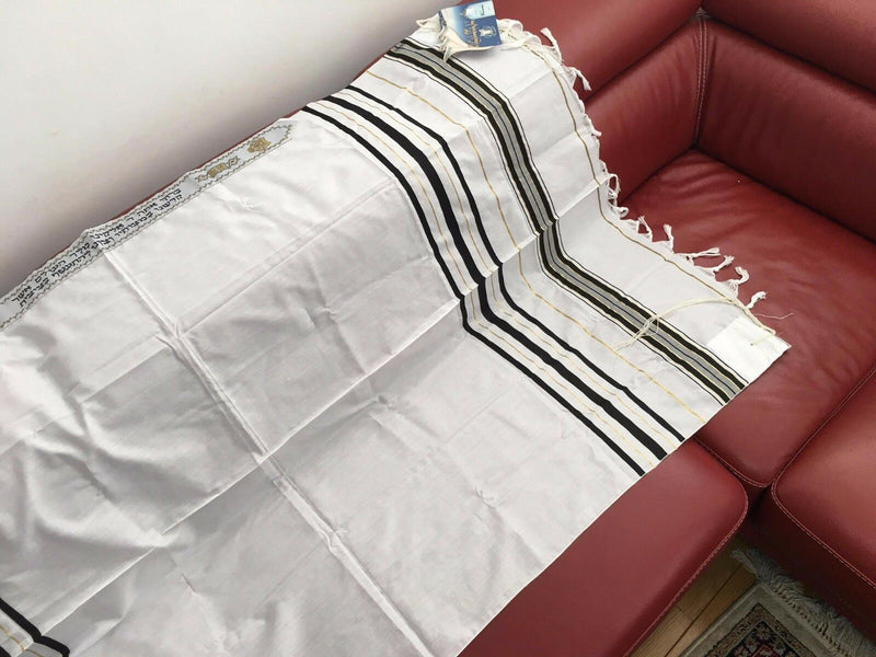 Kosher Tallit Talit Prayer Shawl Black / Gold Stripes in Size 43.3"X51.1"