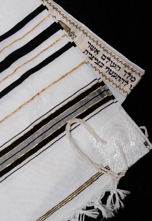 Kosher Tallit Talit Prayer Shawl Black / Gold Stripes in Size 43.3"X62.9"