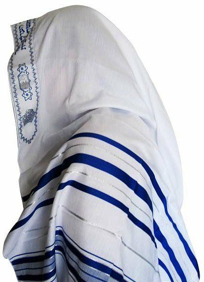 Kosher Tallit Talit Prayer Shawl Blue / Silver Stripes in Size 43.3"X51.1"