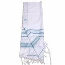 kosher tallit talis prayer shawl acrylic 55"X74"  light blue&silver new