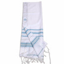 kosher tallit talis prayer shawl acrylic 55"X74"  light blue&silver new