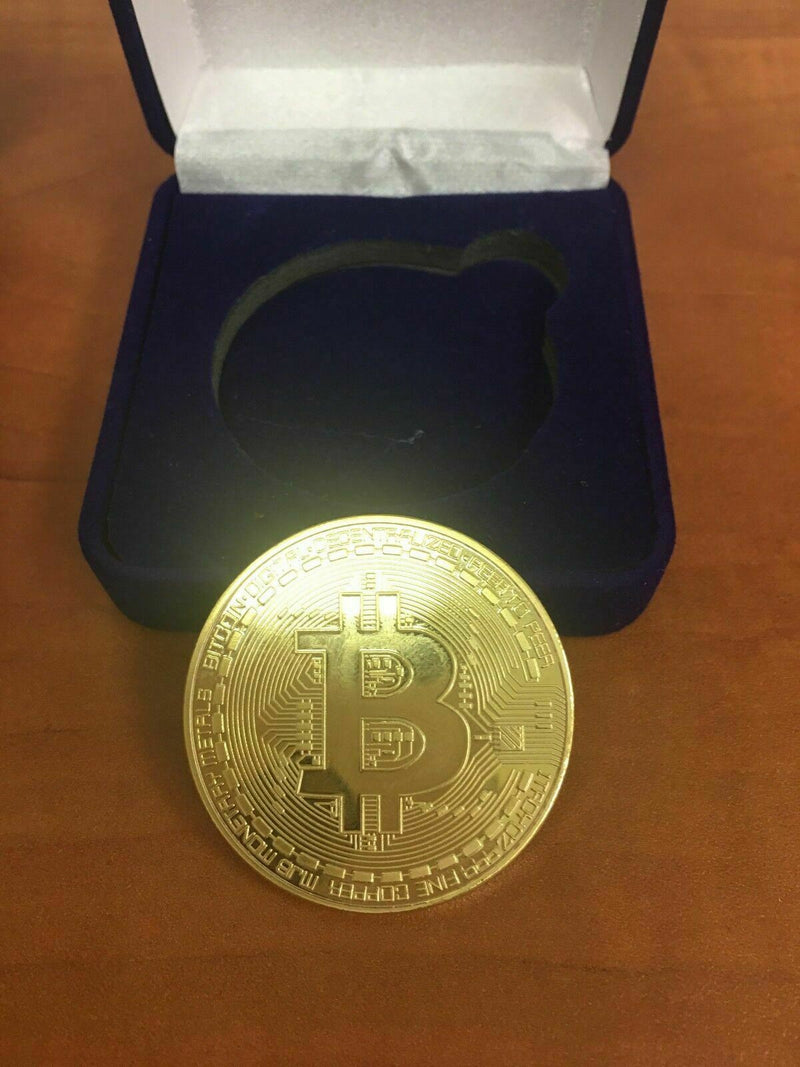 BITCOIN!! Gold Plated Physical Bitcoin in protective Gorgeous case FAST SHIPPING