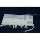 100% Kosher Wool Tallit Prayer Shawl Gvanim Tallit with Turquoise and Grey Strip