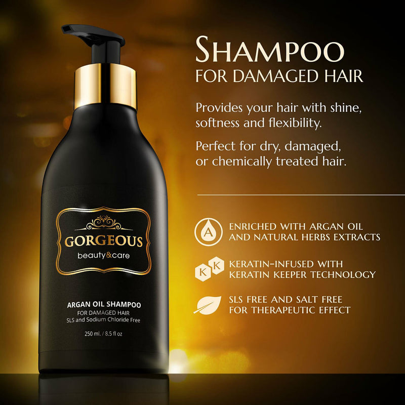 Gorgeous! ARGAN OIL SHAMPOO - FOR DAMAGED HAIR  sls and sodium chloride free