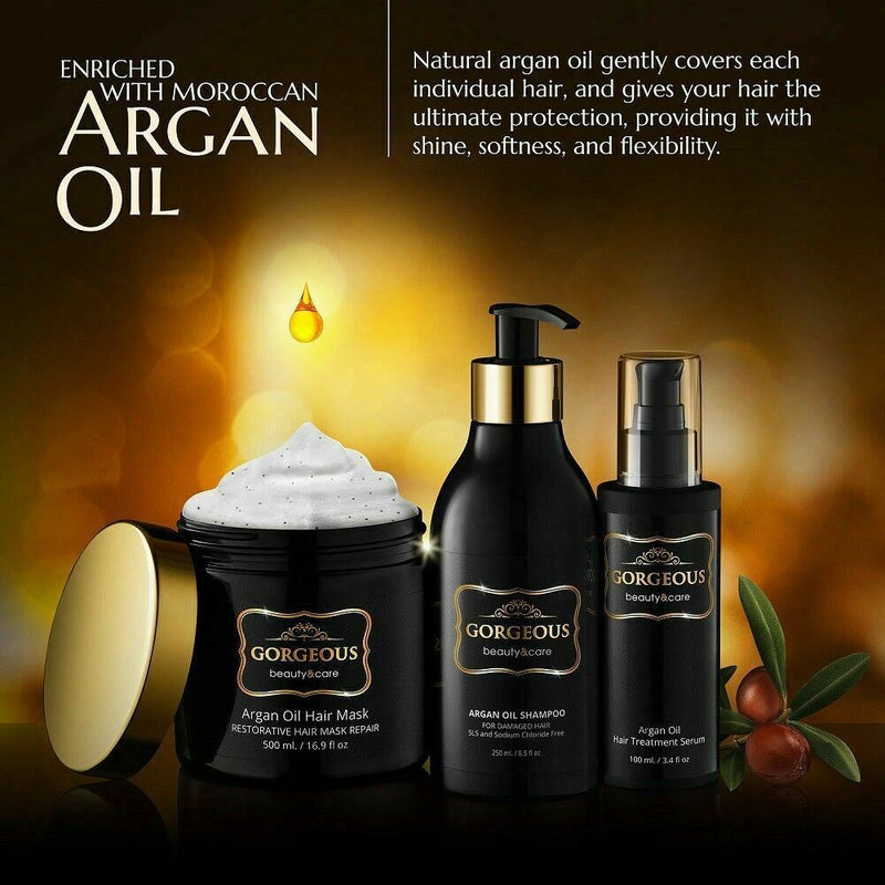 Professional Hair Care Gift Set Shampoo, mask & Argan Oil serum by Gorgeous