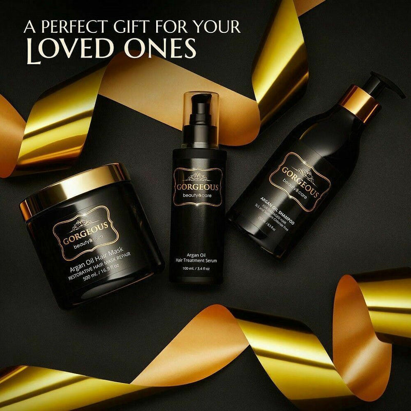 Argan Oil Hair Treatment Gift Set - 3 Piece:Argan Oil Shampoo (8.5oz) mask