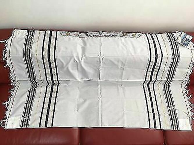 Tallit Gadol Tallis Talit BLACK & GOLD Stripes Kosher Made in Israel BIG Size