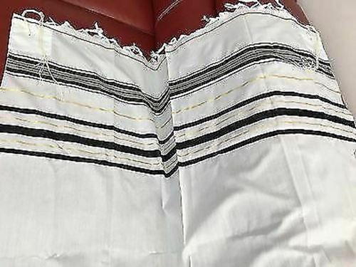 Tallit Gadol Tallis Talit BLACK & GOLD Stripes Kosher Made in Israel BIG Size