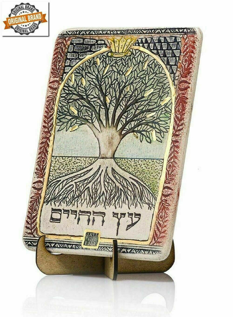 The TREE of LIFE. Hand made ceramic plaque. 24k gold decor.Holy Land gift