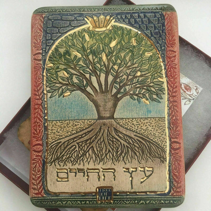 The TREE of LIFE. Hand made ceramic plaque. 24k gold decor.Holy Land gift