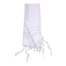 Kosher White Tallit Talis Prayer Shawl acrylic 47"X66" Made Israel silver Stripe