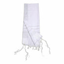 Kosher White Tallit Talis Prayer Shawl acrylic 47"X66" Made Israel silver Stripe
