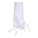 Kosher White Tallit Talis Prayer Shawl acrylic 47"X66" Made Israel silver Stripe