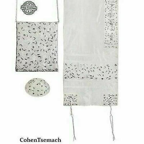 Set de Tallit Yair Emanuel para mujer - Flores bordadas en plata