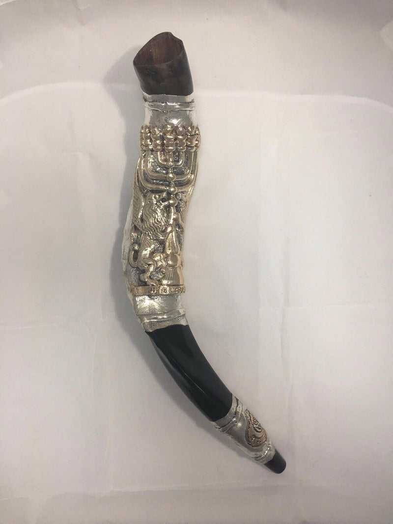 very rare Sterling Silver Yemenite Shofar 23"-24"-Lion of Judah & Menorah