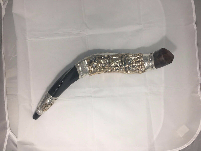 very rare Sterling Silver Yemenite Shofar 23"-24"-Lion of Judah & Menorah