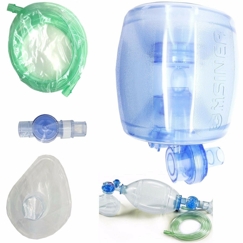 Manual Resuscitator 1500ml PVC Adult Ambu Bag + Oxygen Tube CPR First Aid kit