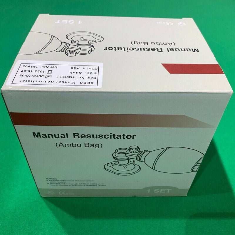 Manual Resuscitator 1500ml PVC Adult Ambu Bag + Oxygen Tube CPR First Aid kit