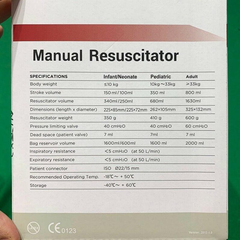 Manual Resuscitator 1500ml PVC Adult Ambu Bag + Oxygen Tube CPR First Aid kit